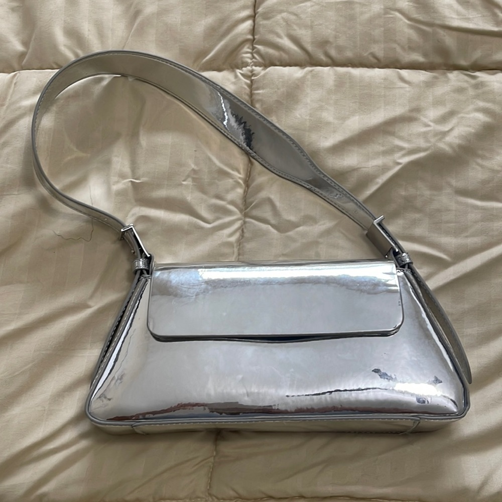 Zara silver one strap handbag
